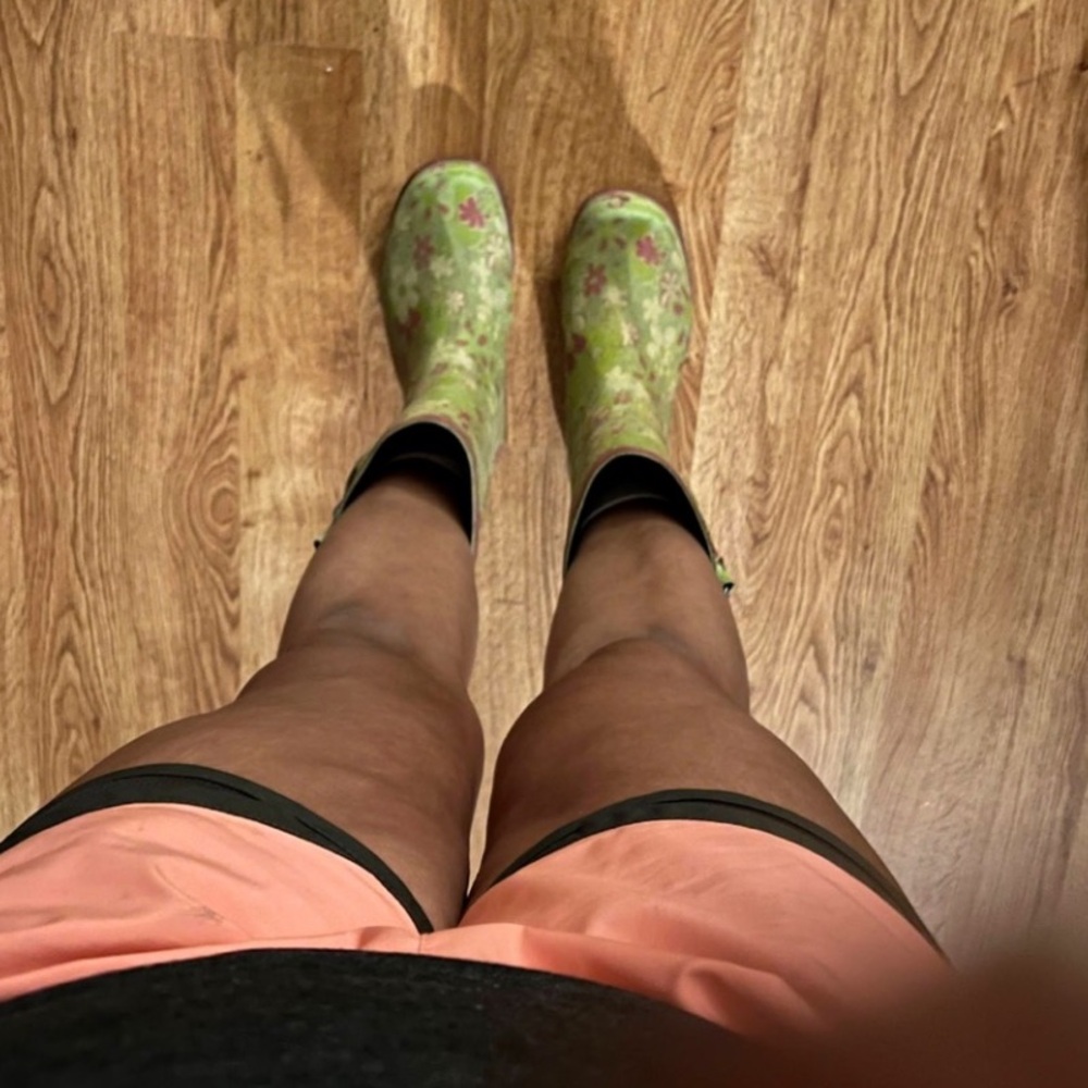 Well worn rain boots